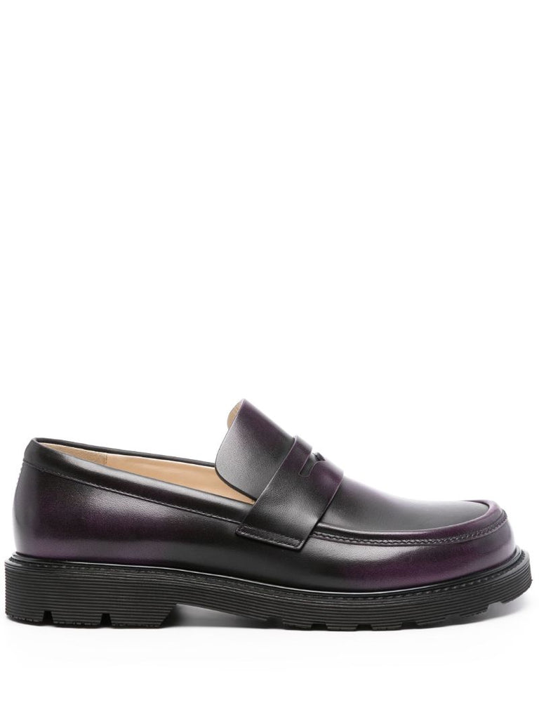 Purple Blaze Faded-effect Leather Loafers