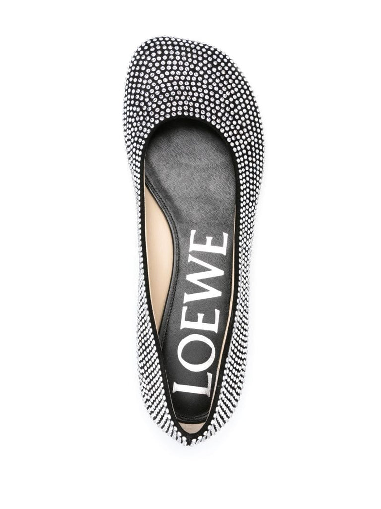 Black Toy Rhinestone-embellished Ballerina Shoes