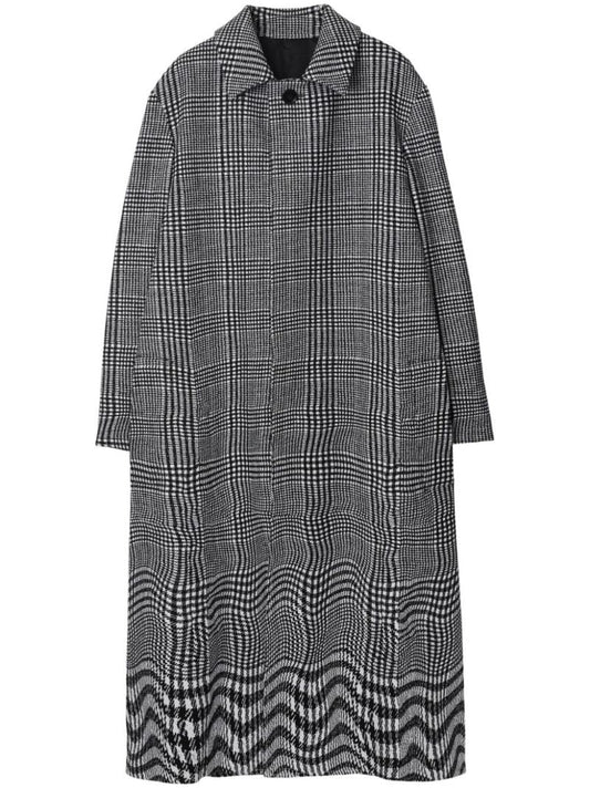 Black Single-breasted Houndstooth Coat