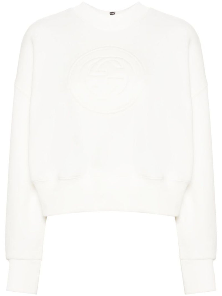 White Interlocking G Cotton Sweatshirt