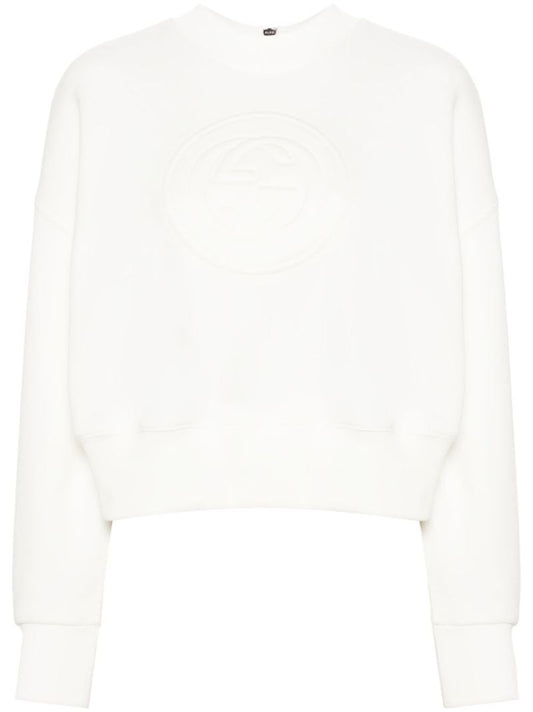 White Interlocking G Cotton Sweatshirt