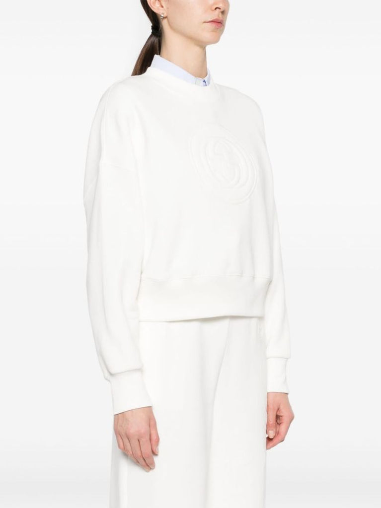 White Interlocking G Cotton Sweatshirt