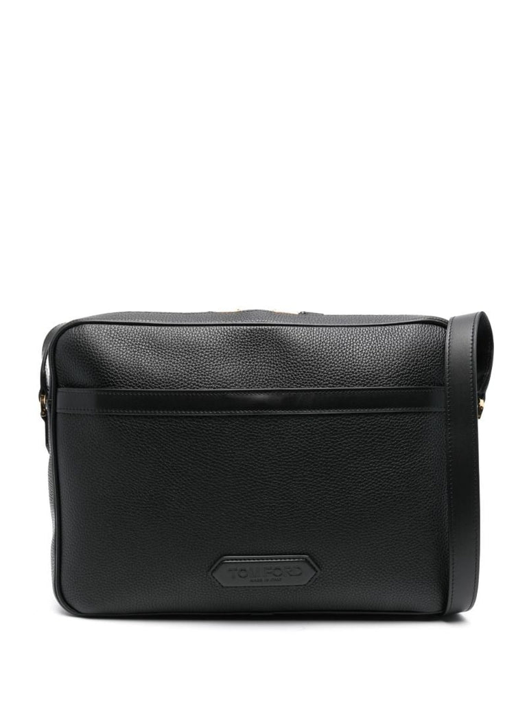 Black Logo-appliquÃ_x0083_Â© Leather Briefcase