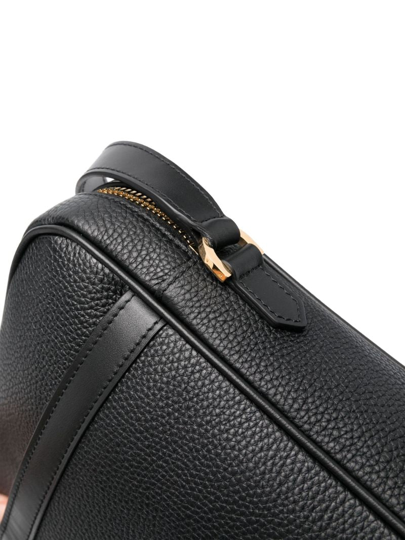 Black Logo-appliquÃ_x0083_Â© Leather Briefcase