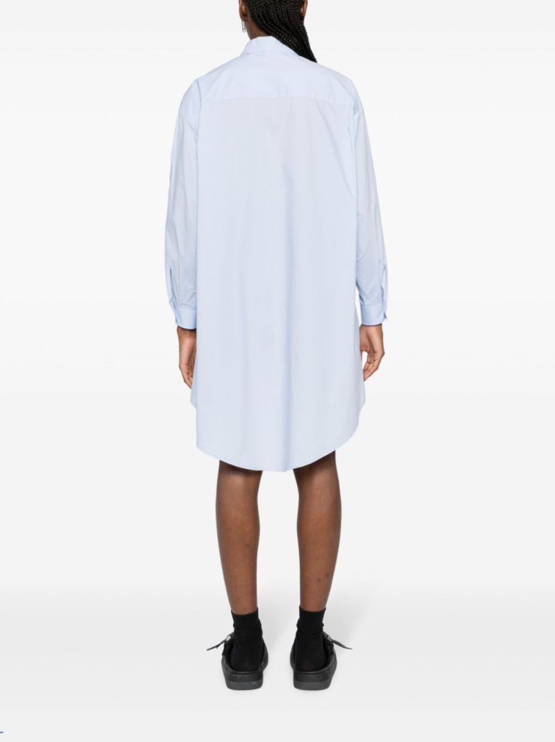 Blue Numbers-print Cotton Shirt Dress