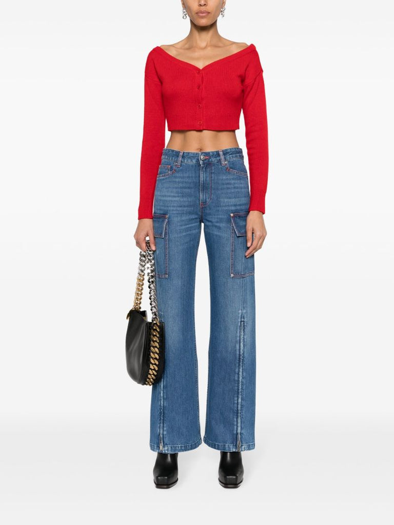 Blue Wide-leg Cargo Jeans
