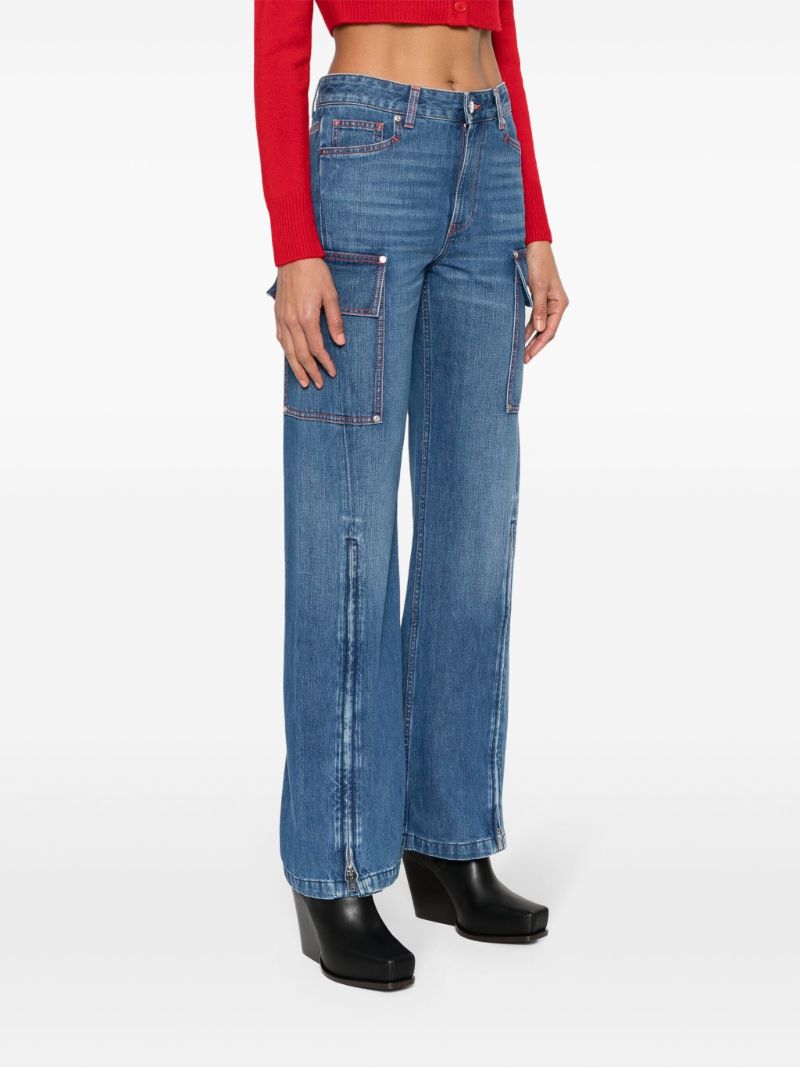 Blue Wide-leg Cargo Jeans