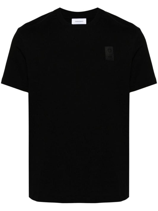 Black Gancini Applique Cotton T-shirt