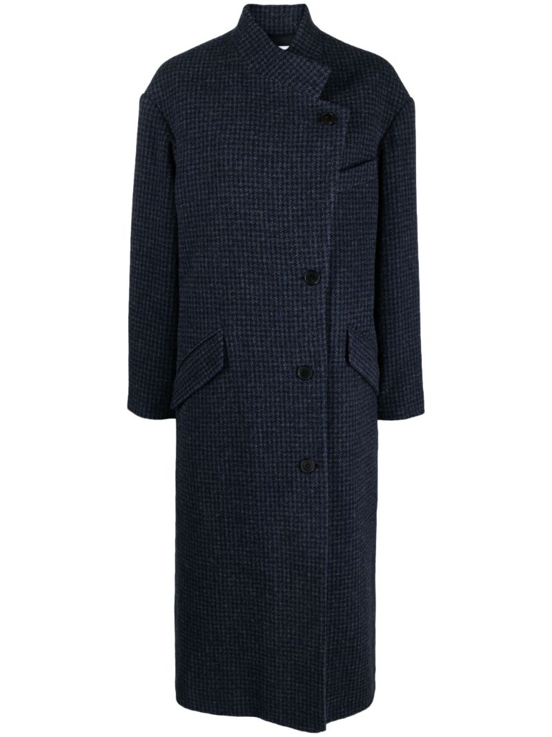 Blue Sabine Houndstooth-print Wool Coat