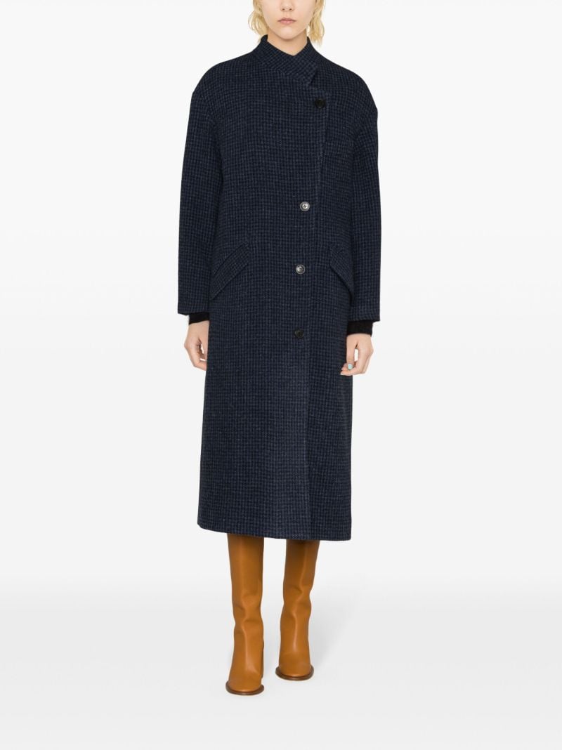 Blue Sabine Houndstooth-print Wool Coat