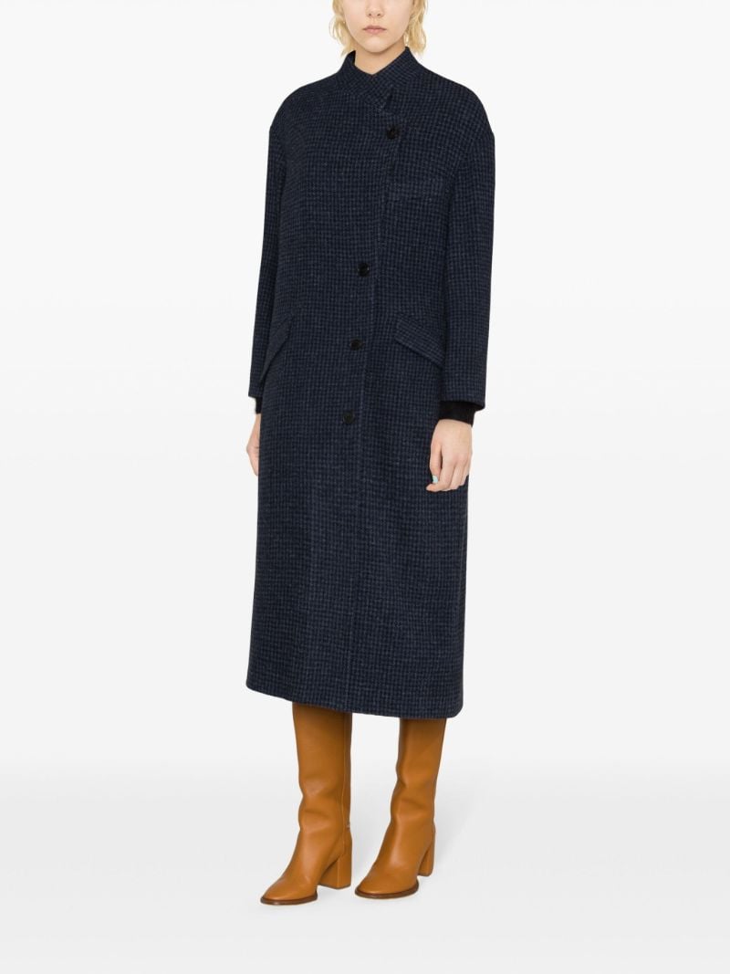 Blue Sabine Houndstooth-print Wool Coat