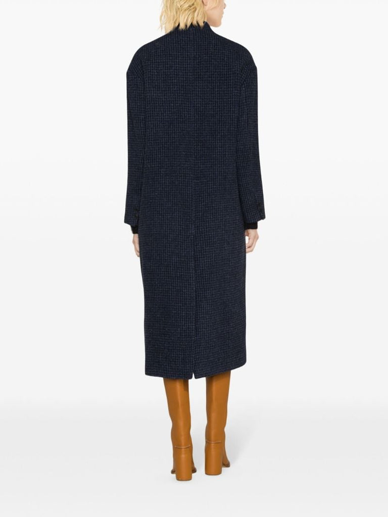 Blue Sabine Houndstooth-print Wool Coat