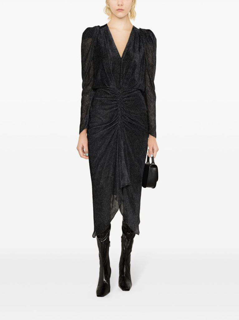 Black Maray Flocked Chiffon Dress