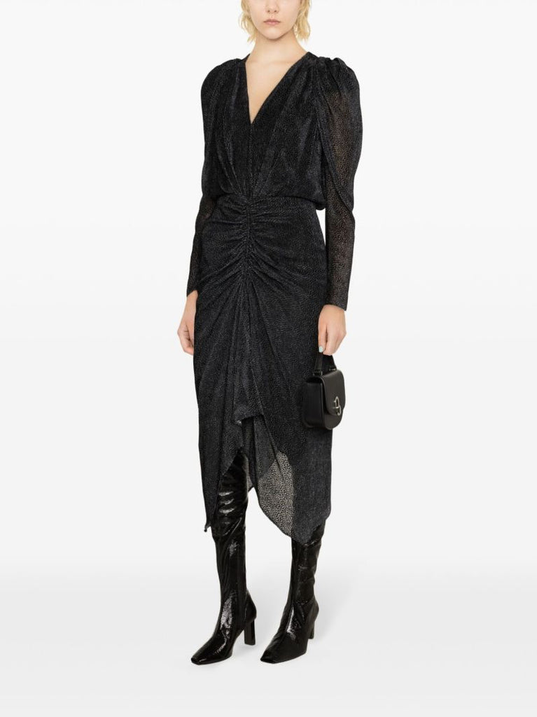 Black Maray Flocked Chiffon Dress
