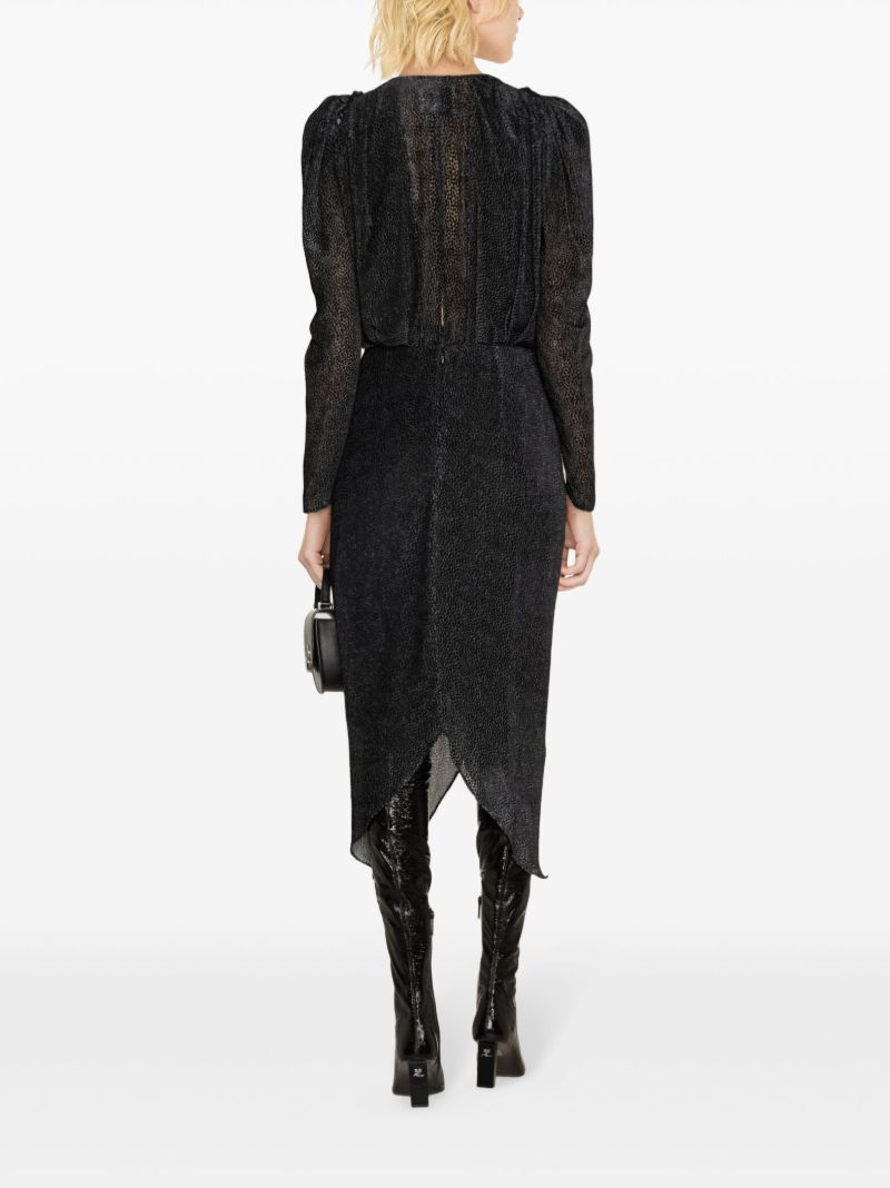 Black Maray Flocked Chiffon Dress
