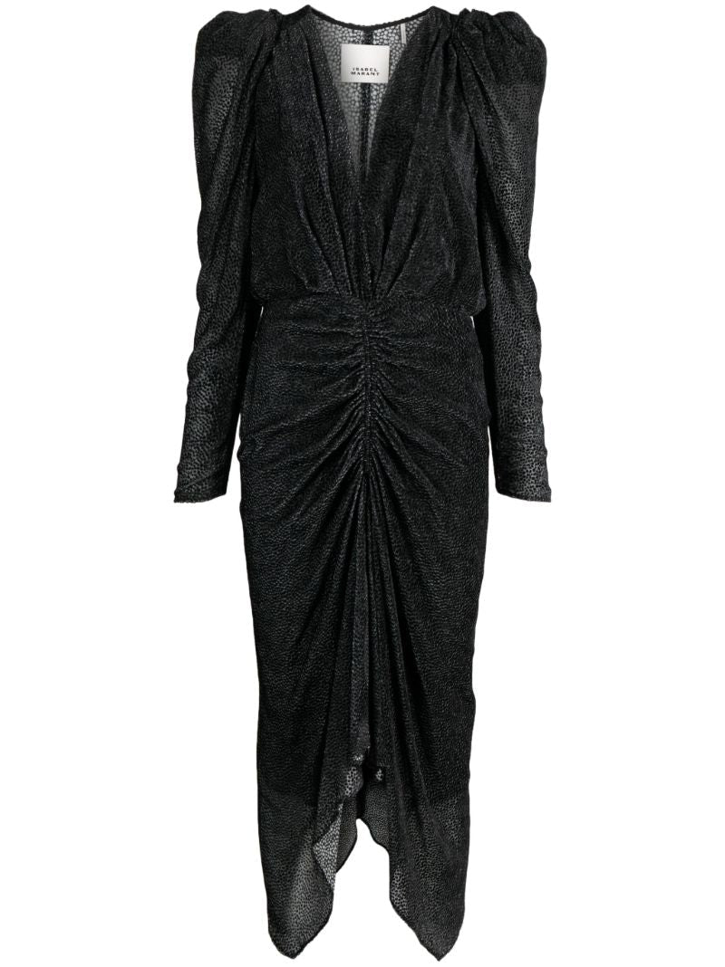 Black Maray Flocked Chiffon Dress