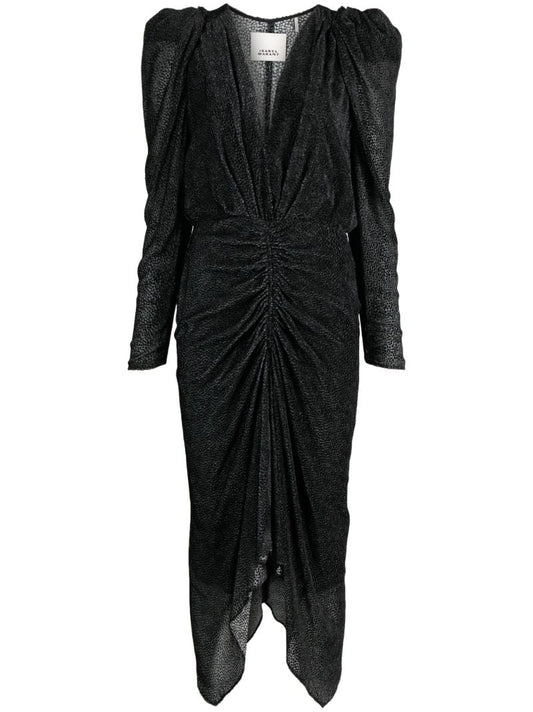 Black Maray Flocked Chiffon Dress