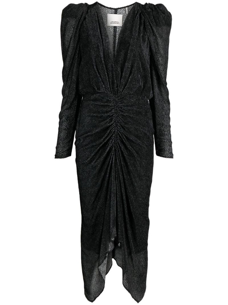 Black Maray Flocked Chiffon Dress