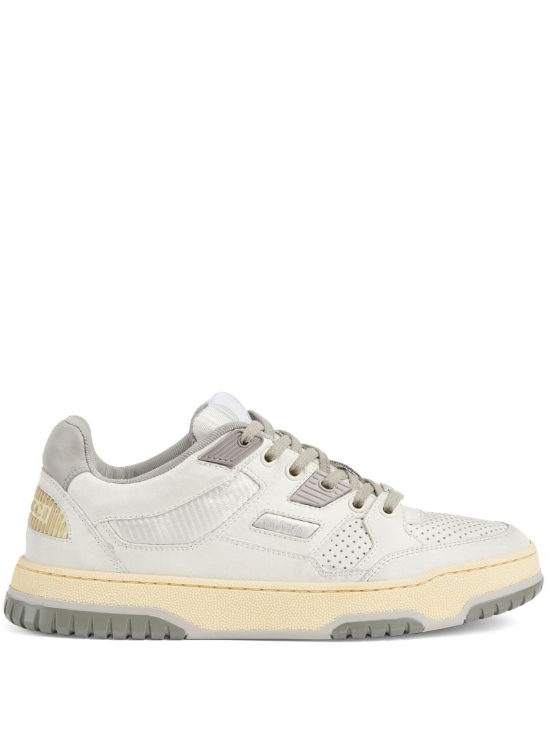 White Distressed Effect Leather Sneakers