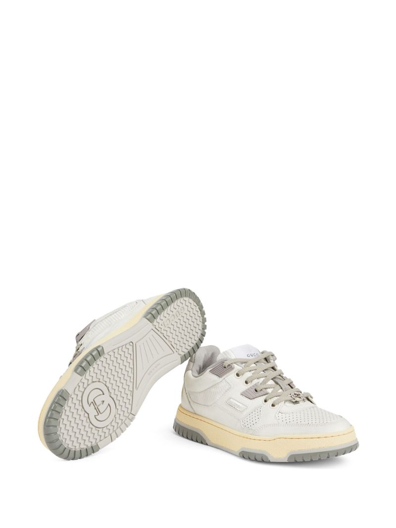 White Distressed Effect Leather Sneakers