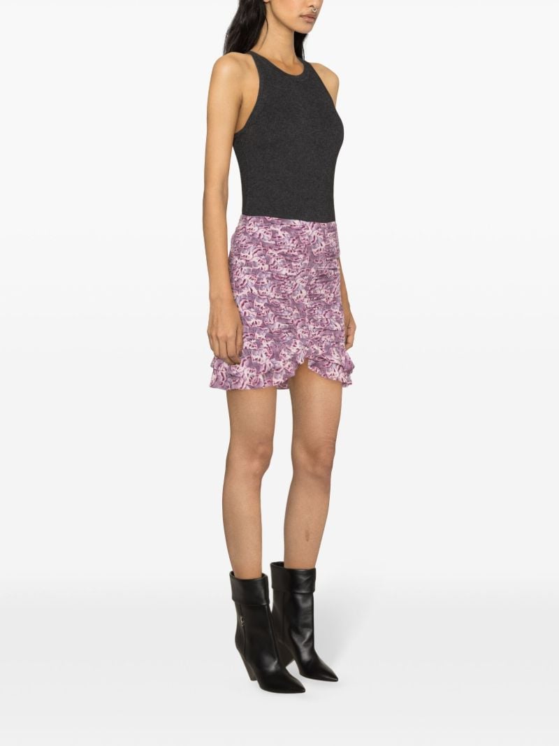 Pink Milendi Floral-print Silk Mini Skirt