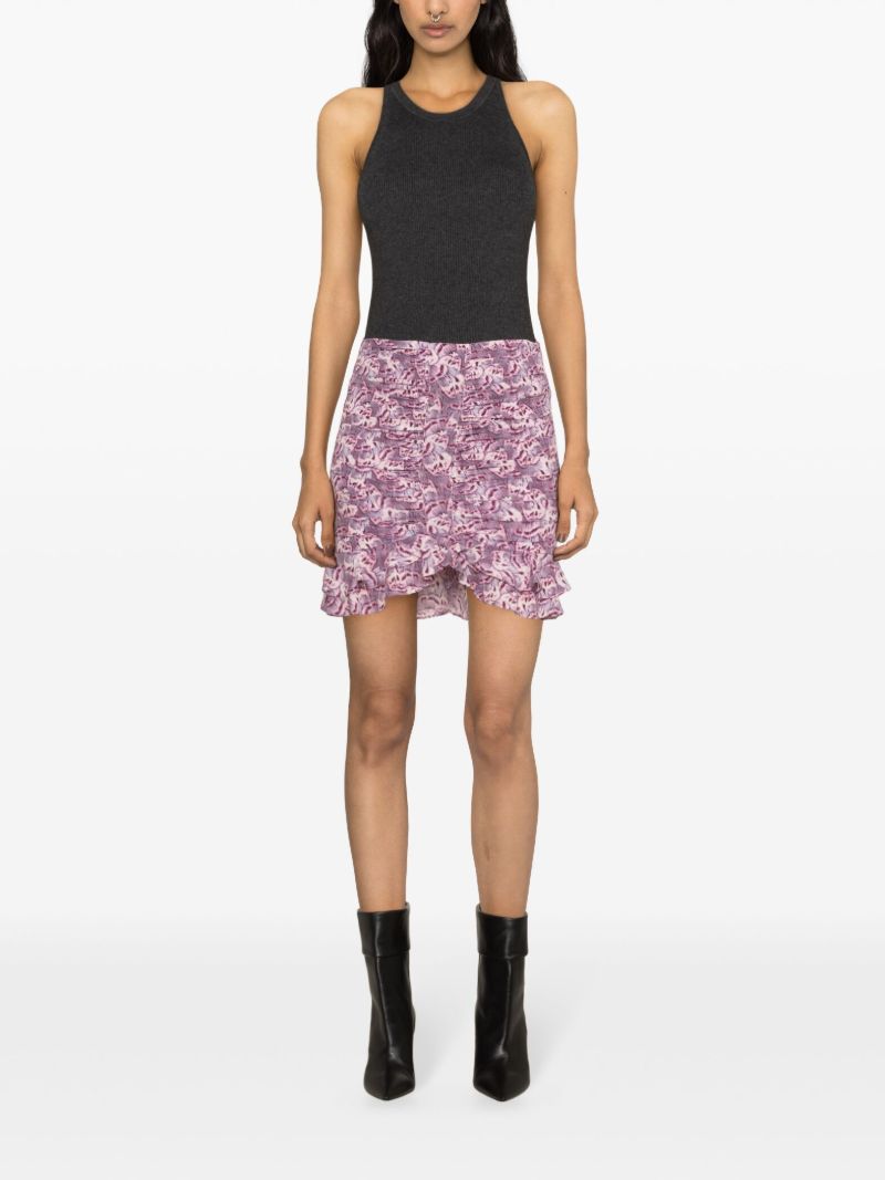 Pink Milendi Floral-print Silk Mini Skirt