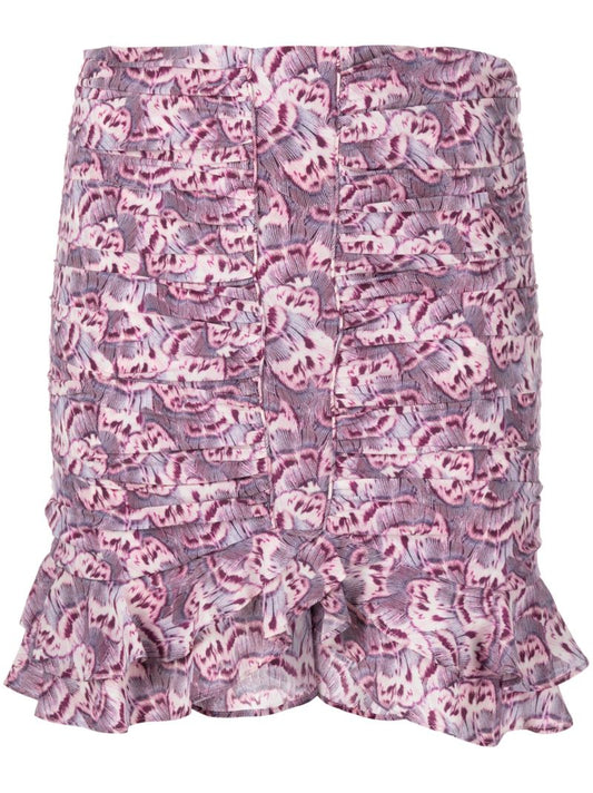 Pink Milendi Floral-print Silk Mini Skirt
