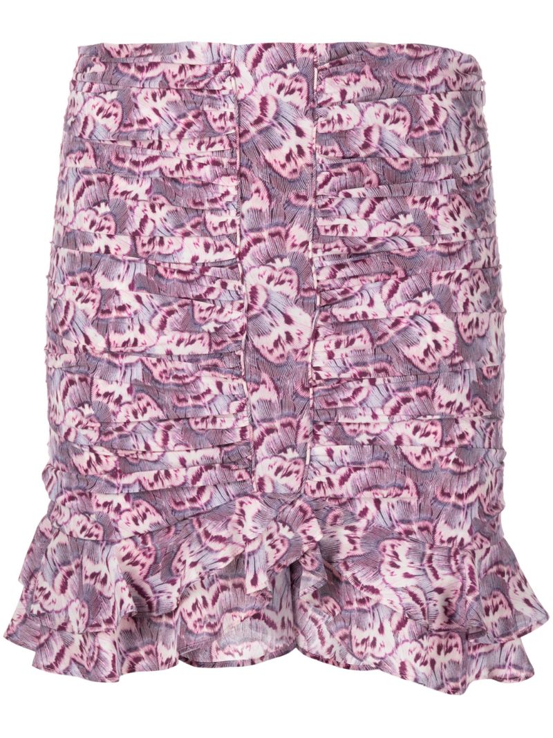 Pink Milendi Floral-print Silk Mini Skirt