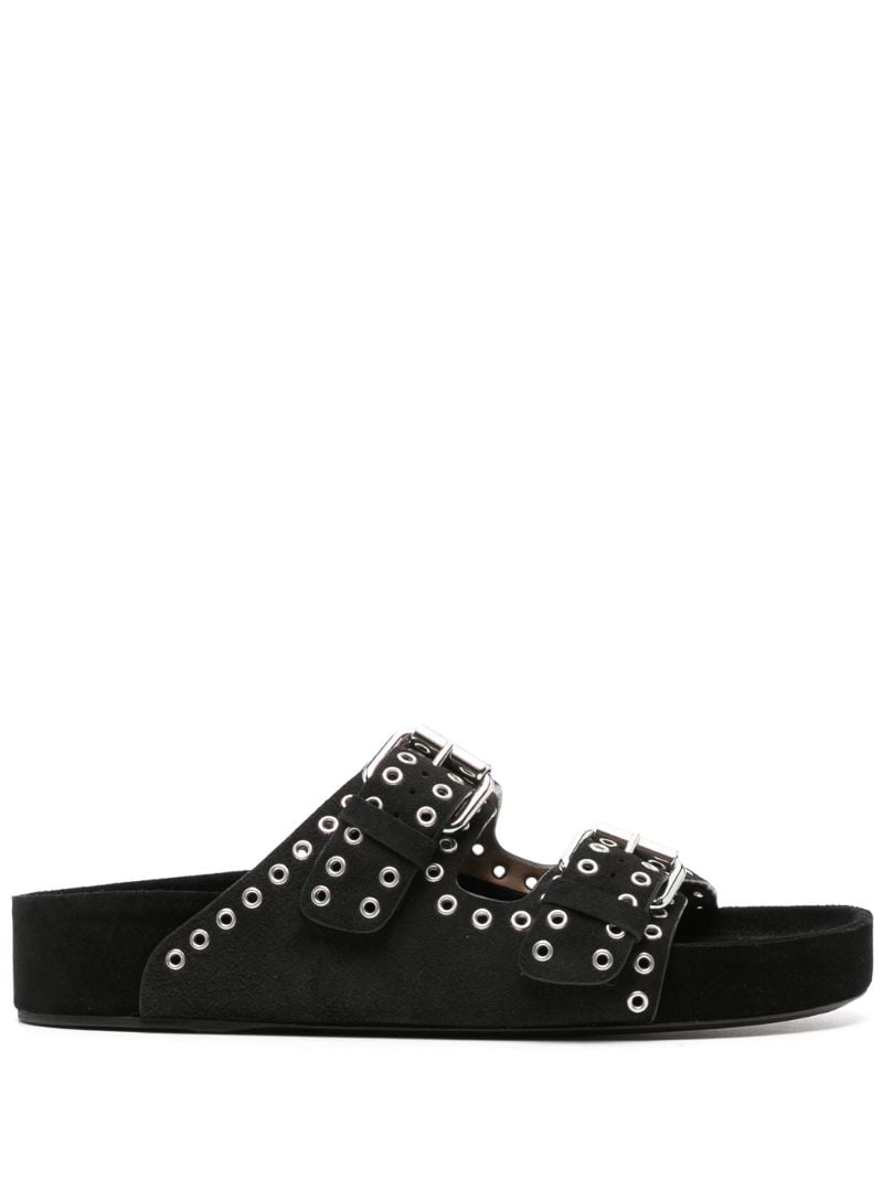 Black Lennyo Eyelet Suede Sandals