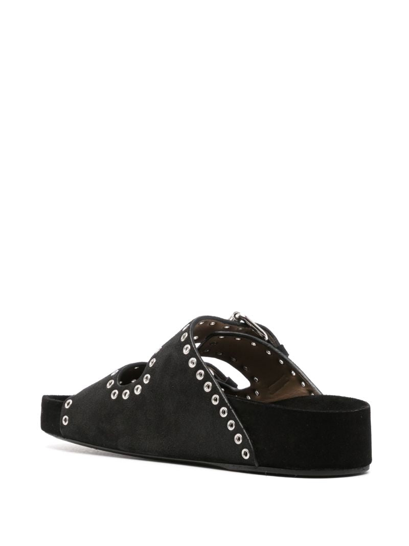 Black Lennyo Eyelet Suede Sandals