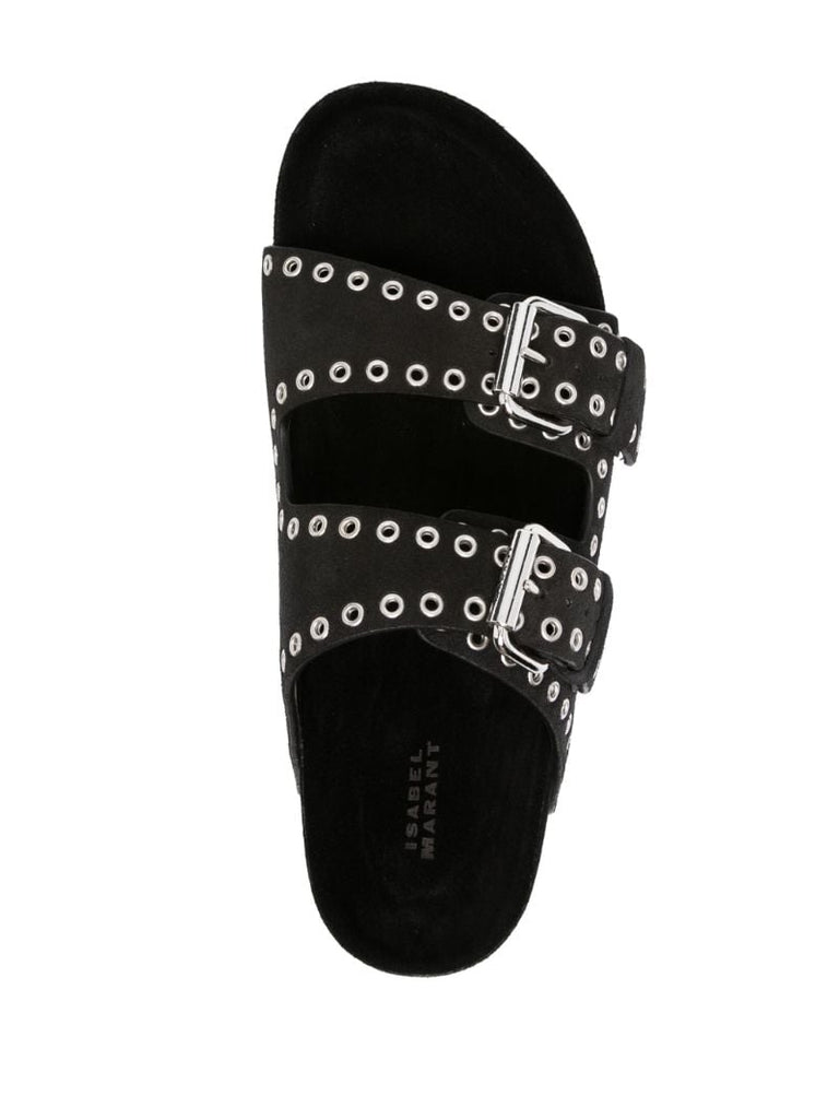 Black Lennyo Eyelet Suede Sandals