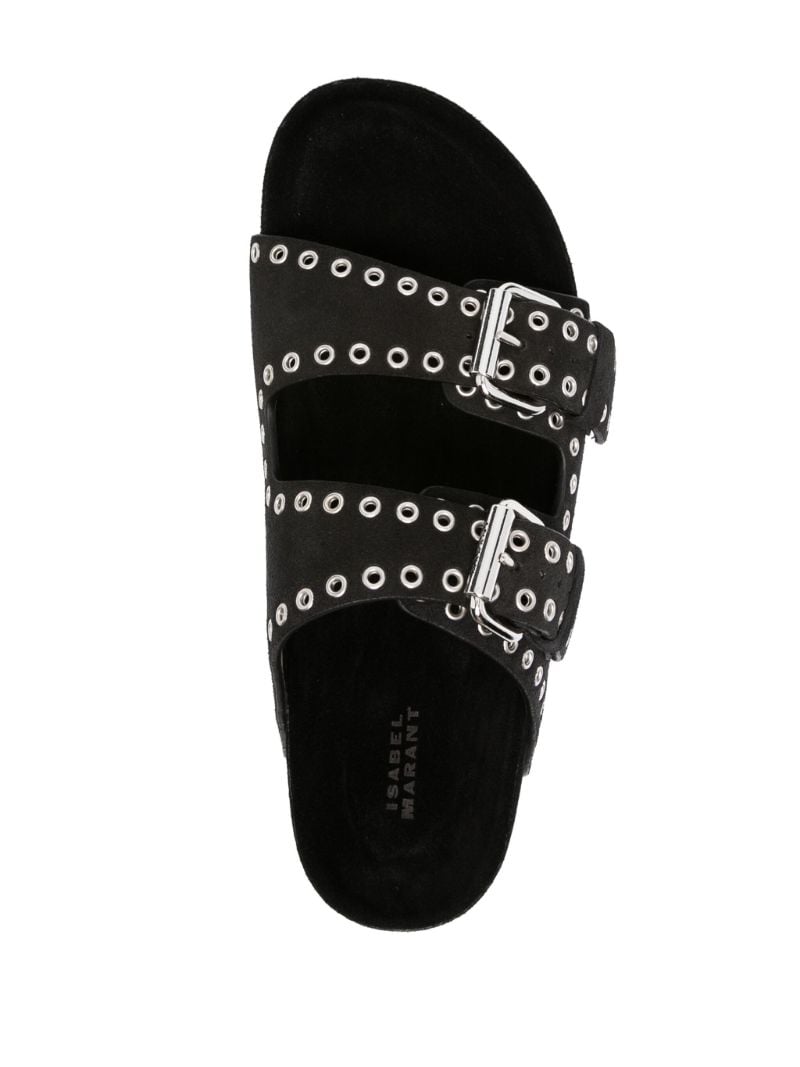 Black Lennyo Eyelet Suede Sandals