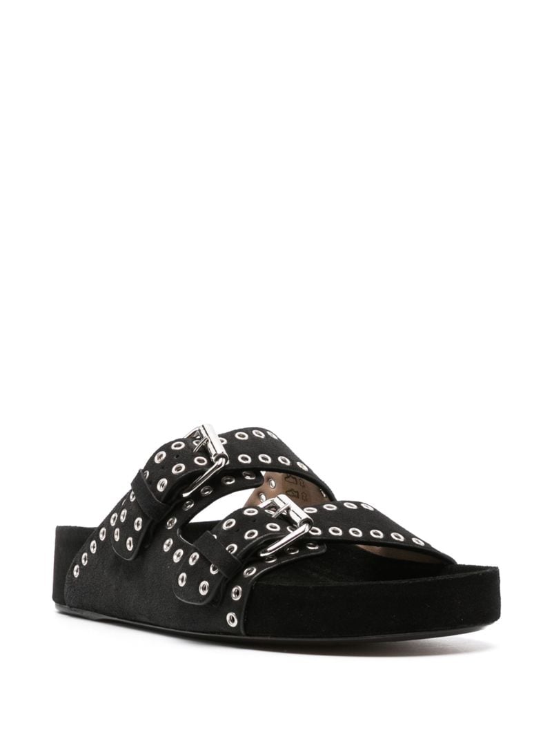 Black Lennyo Eyelet Suede Sandals