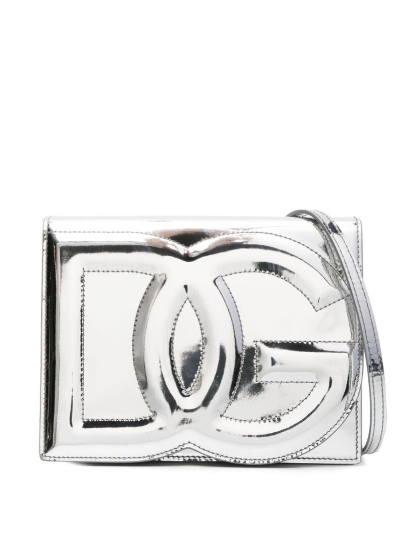 Silver-tone Dg Logo Leather Cross Body Bag