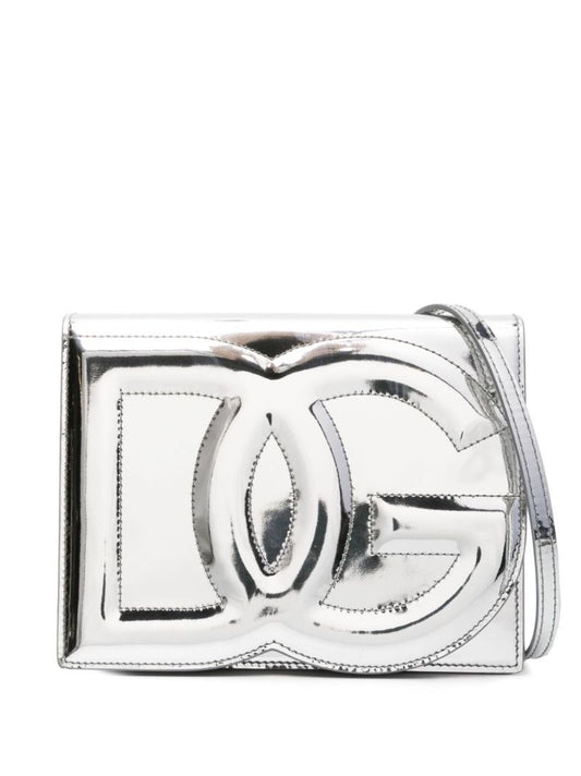 Silver-tone Dg Logo Leather Cross Body Bag