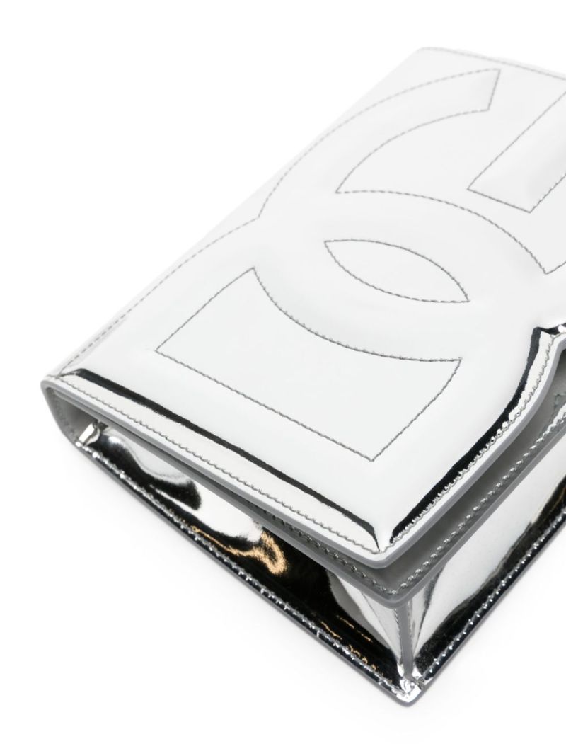 Silver-tone Dg Logo Leather Cross Body Bag