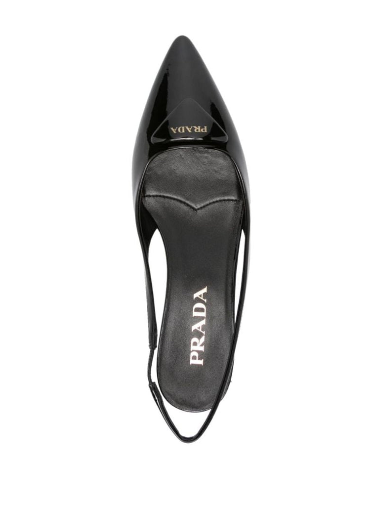 Black Triangle Logo Leather Pumps