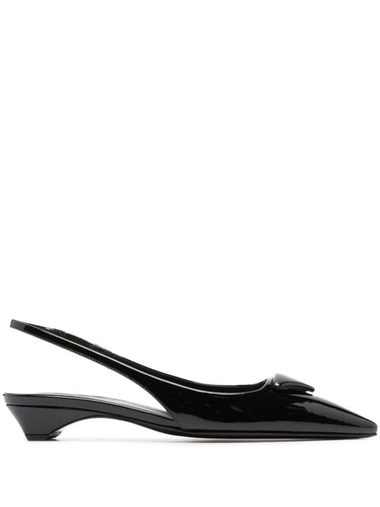 Black Triangle Logo Leather Pumps
