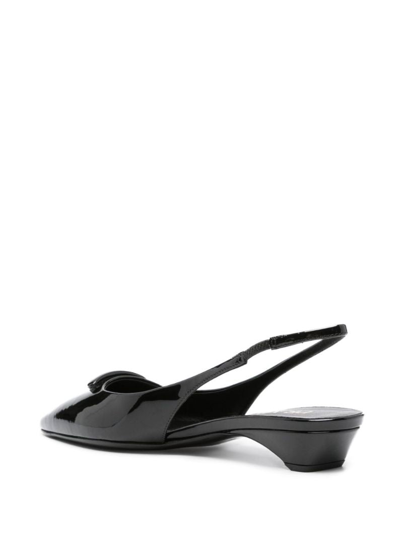 Black Triangle Logo Leather Pumps