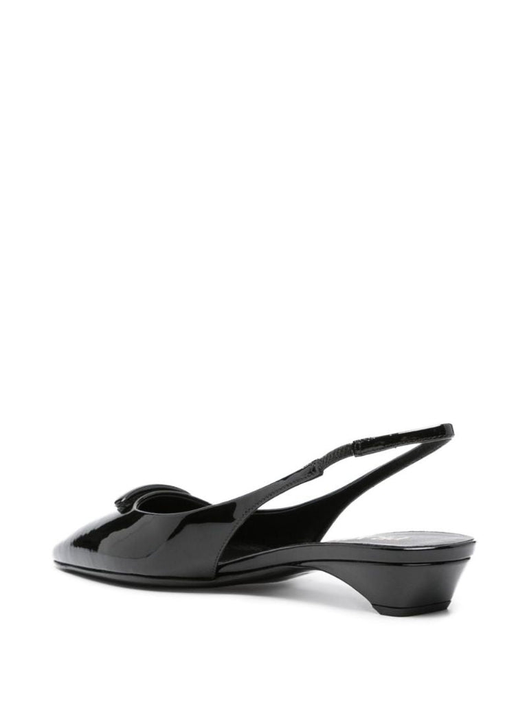 Black Triangle Logo Leather Pumps