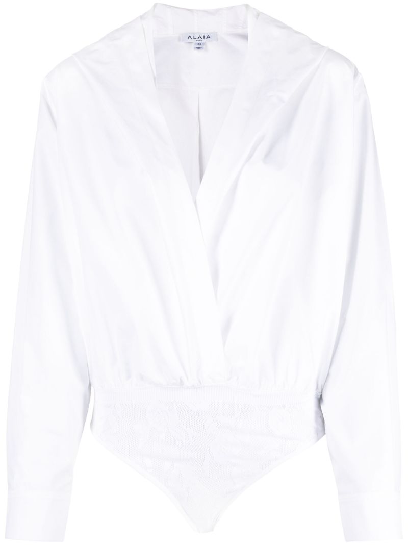 White Hooded Cotton Poplin Bodysuit