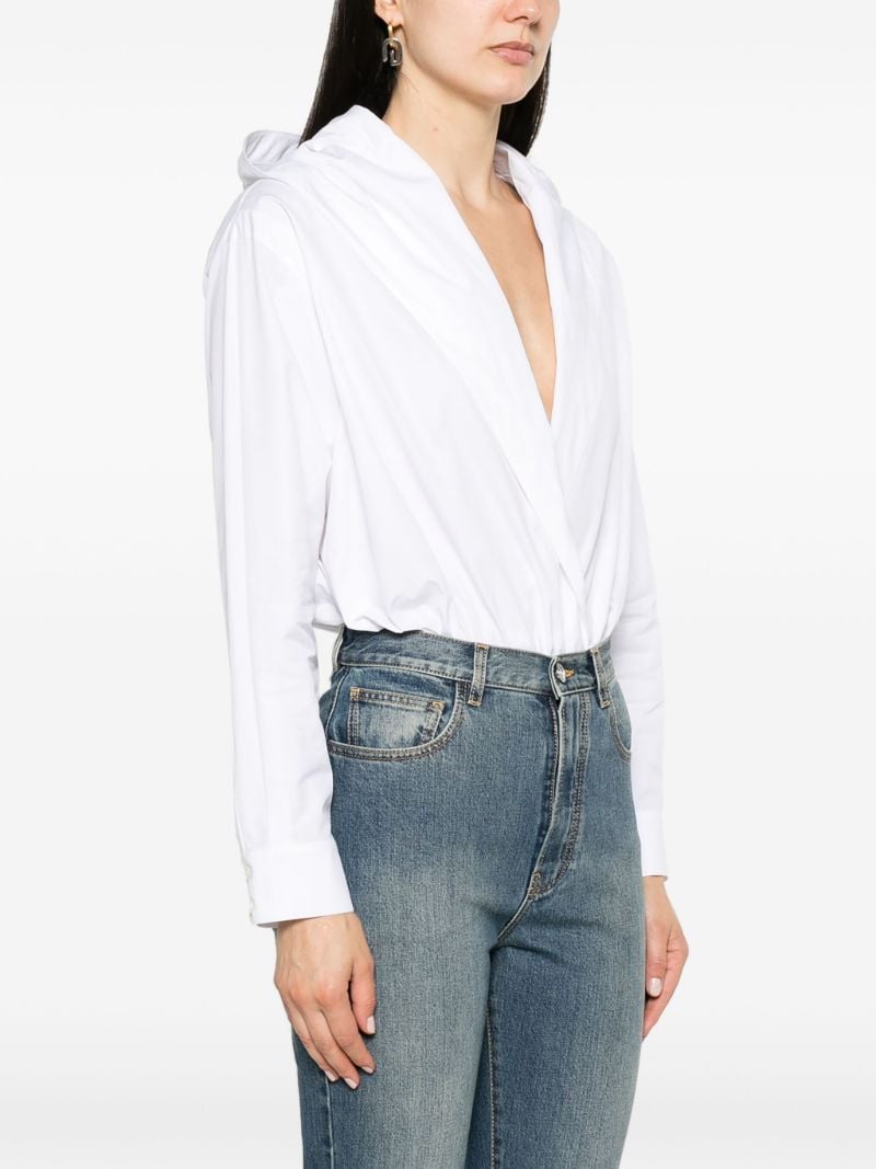 White Hooded Cotton Poplin Bodysuit