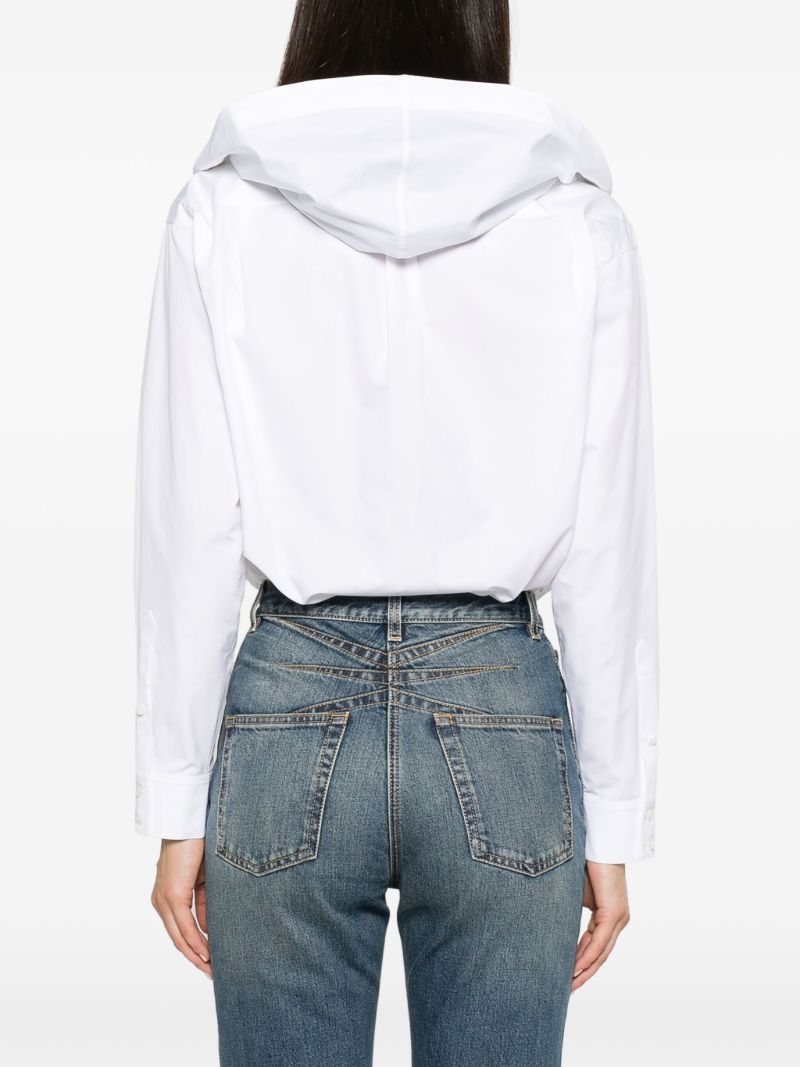 White Hooded Cotton Poplin Bodysuit