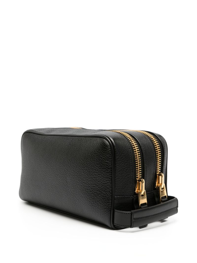 Black Leather Wash Bag