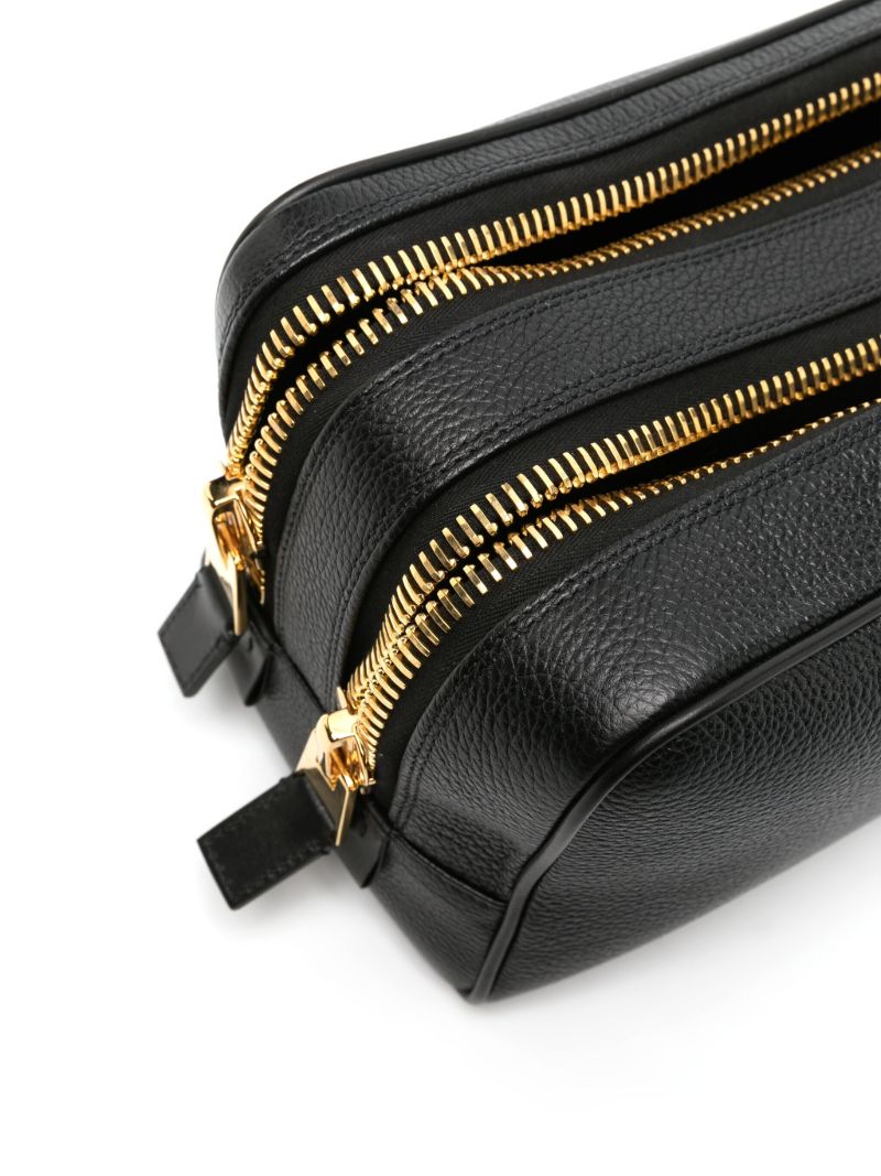 Black Leather Wash Bag