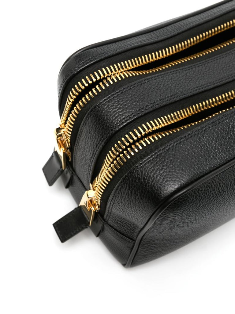 Black Leather Wash Bag