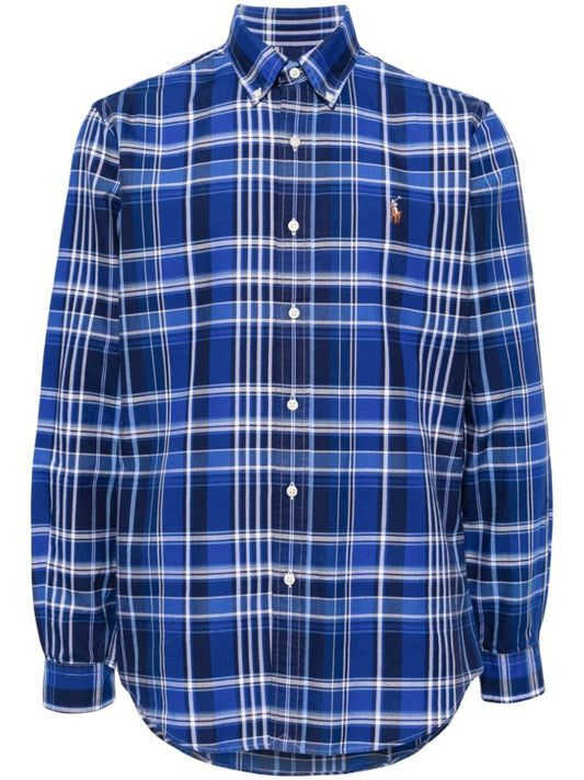 Blue Polo Pony Plaid Cotton Shirt