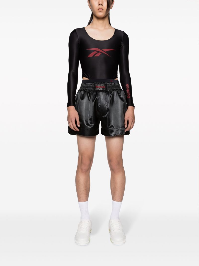 Black Vector-print Scoop-neck Bodysuit
