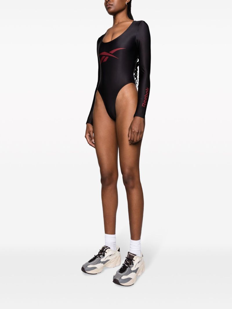 Black Vector-print Scoop-neck Bodysuit