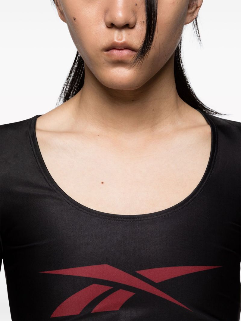Black Vector-print Scoop-neck Bodysuit